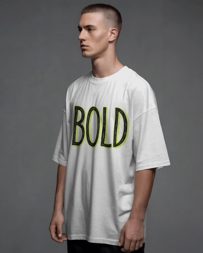 BOLD Minimal Neon Outline Oversized T-Shirt cotton blend - BYCADS