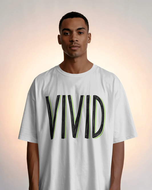 VIVID Minimal Neon Outline Oversized Unisex T-Shirt Cotton bland - BYCADS
