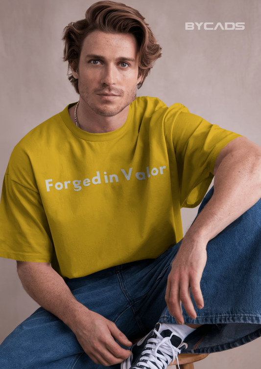 Golden Knight Oversized T-Shirt for Men – Medieval Warrior Sword Graphic by Bycads