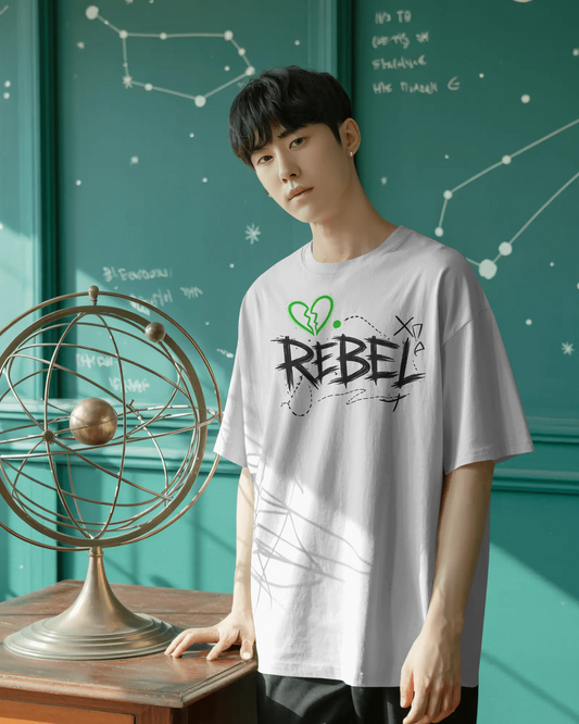 REBEL Graphic Oversized Unisex T-Shirt cotton blend - BYCADS