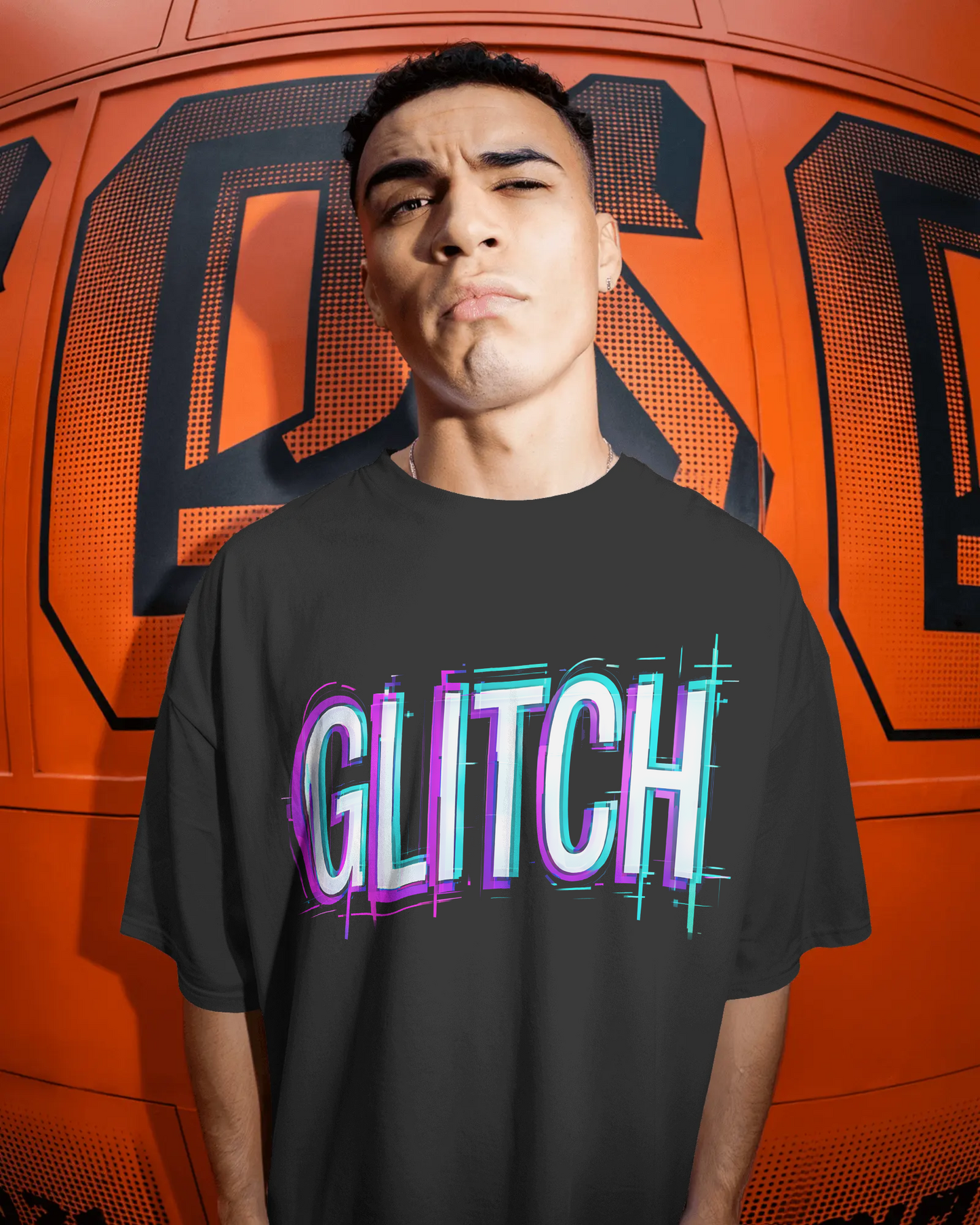 GLITCH Neon Graphic Unisex Streetwear T-Shirt - Bycads