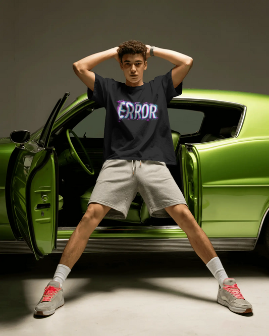 ERROR Neon Glitch Graphic Unisex Streetwear cotton blend T-Shirt - BYCADS