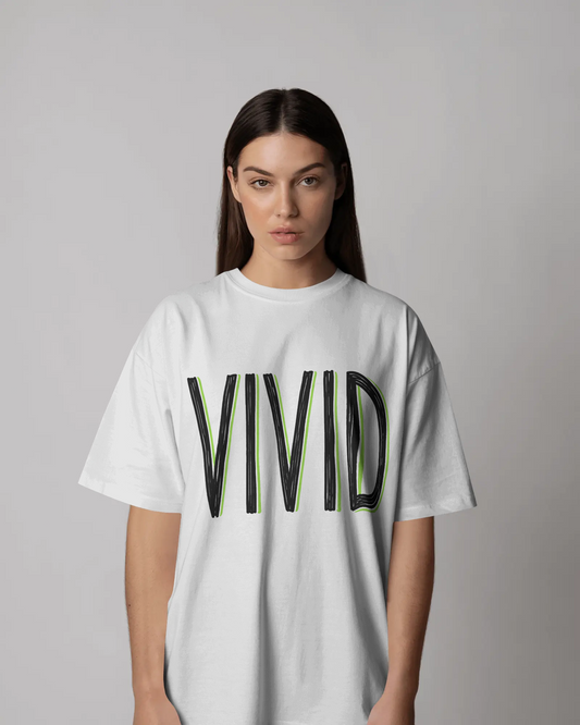 VIVID Minimal Neon Outline Oversized Unisex T-Shirt Cotton bland - BYCADS