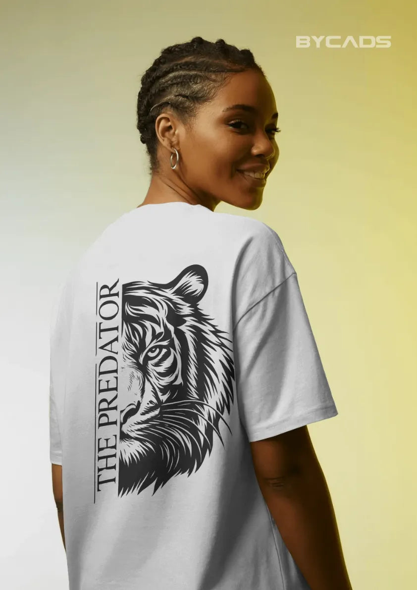 Predator Tiger Oversized T-Shirt for Men – Streetwear by Bycads
