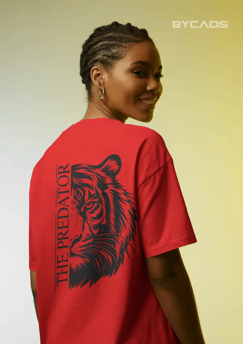 Predator Tiger Oversized T-Shirt for Men – Streetwear by Bycads