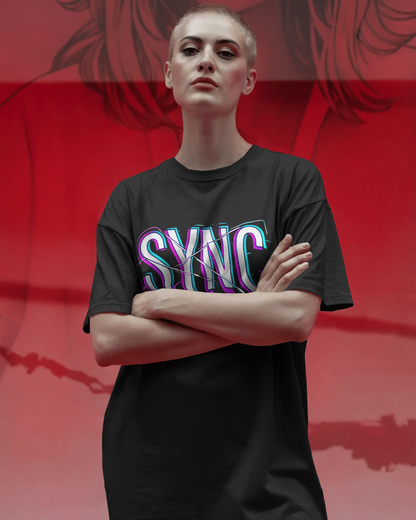 SYNC Neon Glitch Graphic Unisex Streetwear T-Shirt - Bycads
