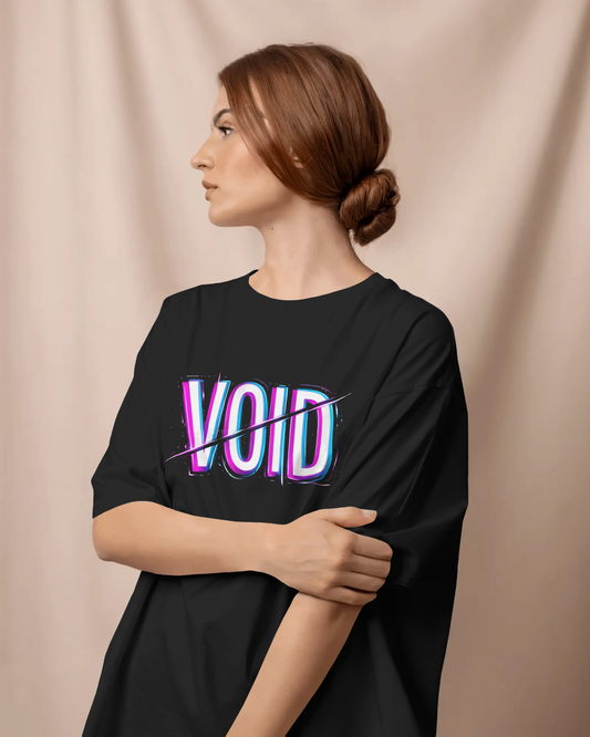 VOID Neon Glitch Graphic Unisex Streetwear cotton blend T-Shirt - BYCADS
