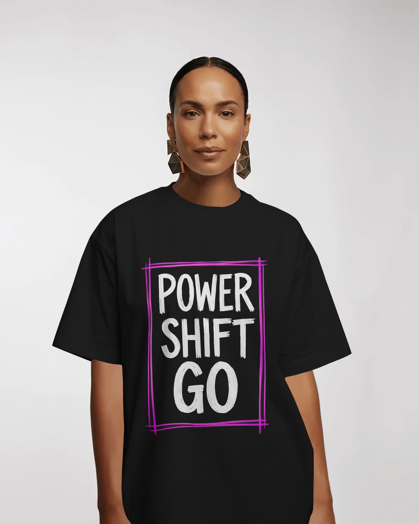 POWER SHIFT GO Graphic Oversized T-Shirt cotton blend - BYCADS