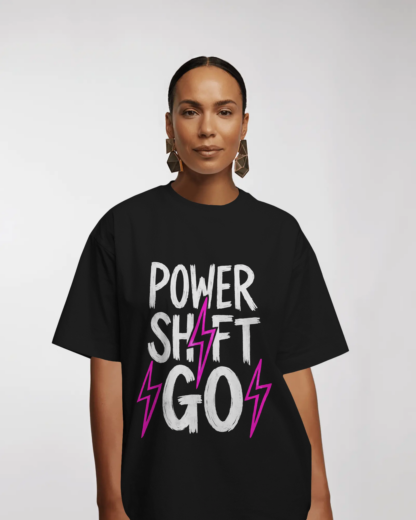 Power Shift Go Graphic Oversized Unisex T-Shirt cotton blend - BYCADS