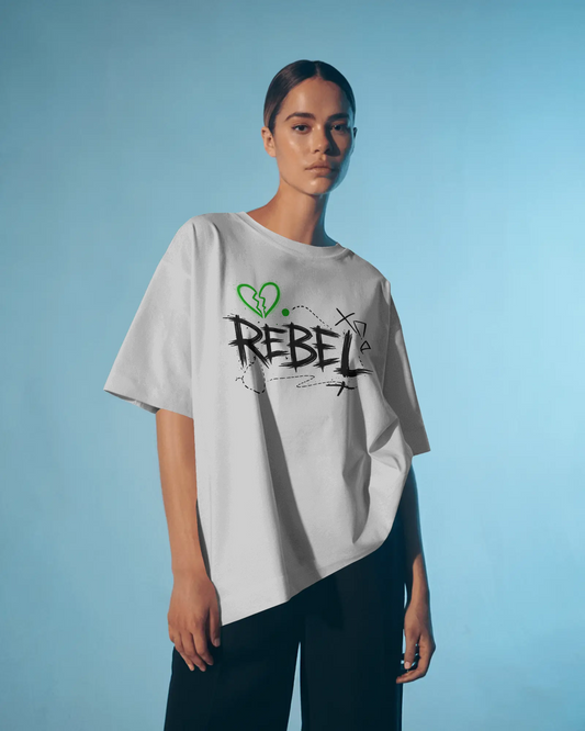 REBEL Graphic Oversized Unisex T-Shirt cotton blend - BYCADS