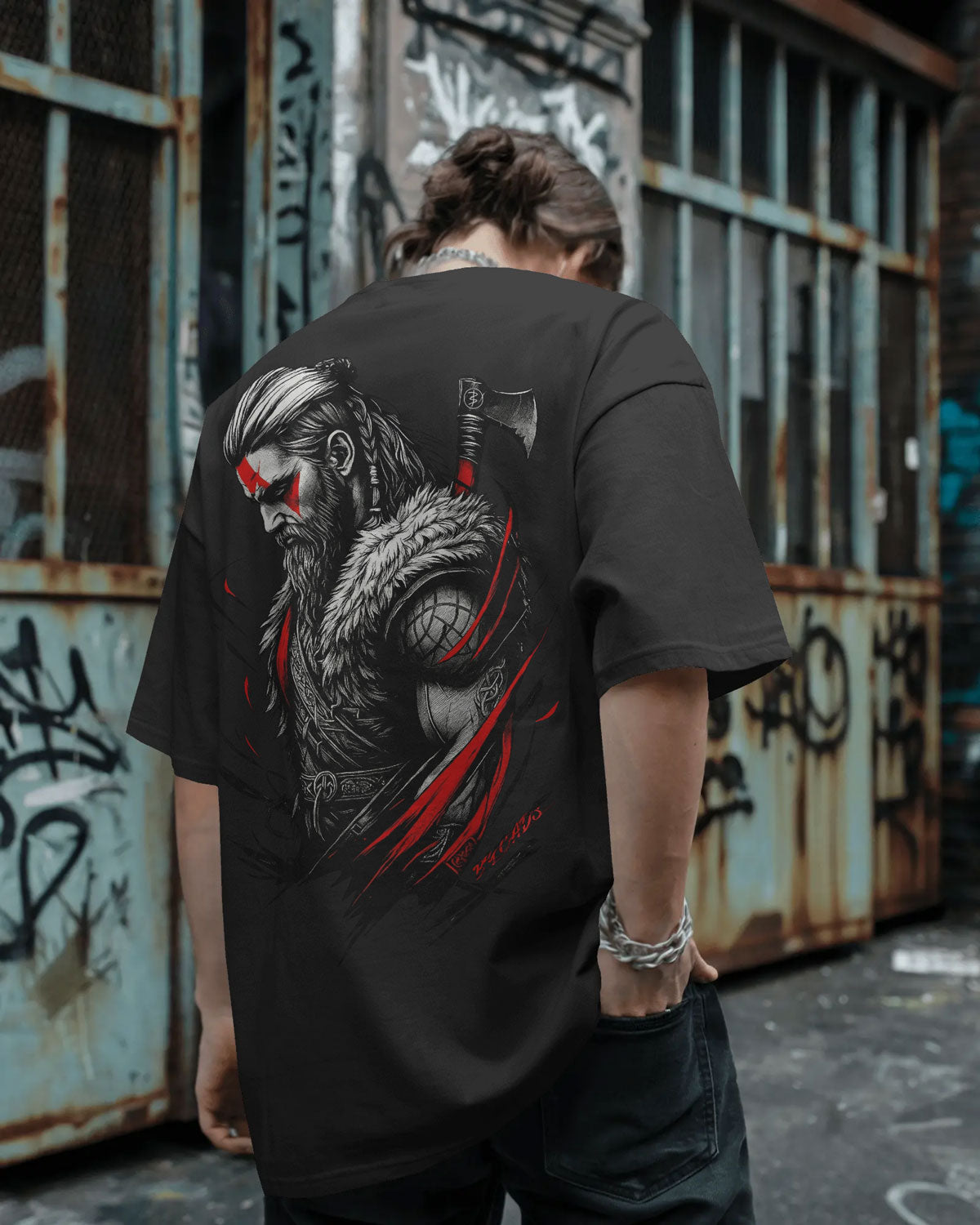 “The Viking’s Wrath” Oversized Warrior T-shirt By Bycads