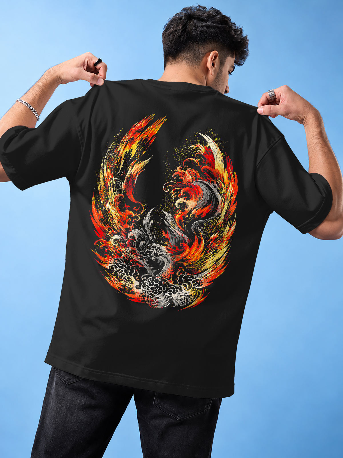 Black Oversized T-Shirt | 100% Cotton 240 GSM Graphic T-Shirt | BYCADS Streetwear