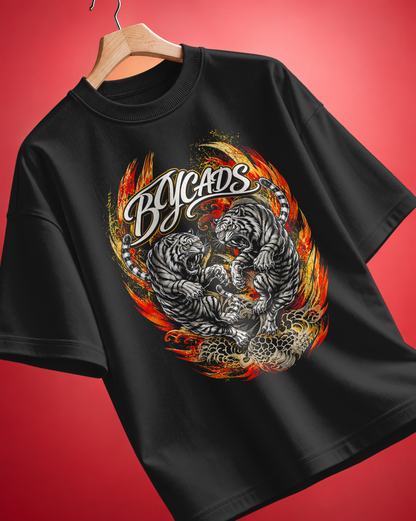 Black Oversized T-Shirt | 100% Cotton 240 GSM Graphic T-Shirt | BYCADS Streetwear