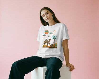 Women’s Oversized Blend Cotton Graphic T-Shirt – White | Relaxed Fit Casual Tee