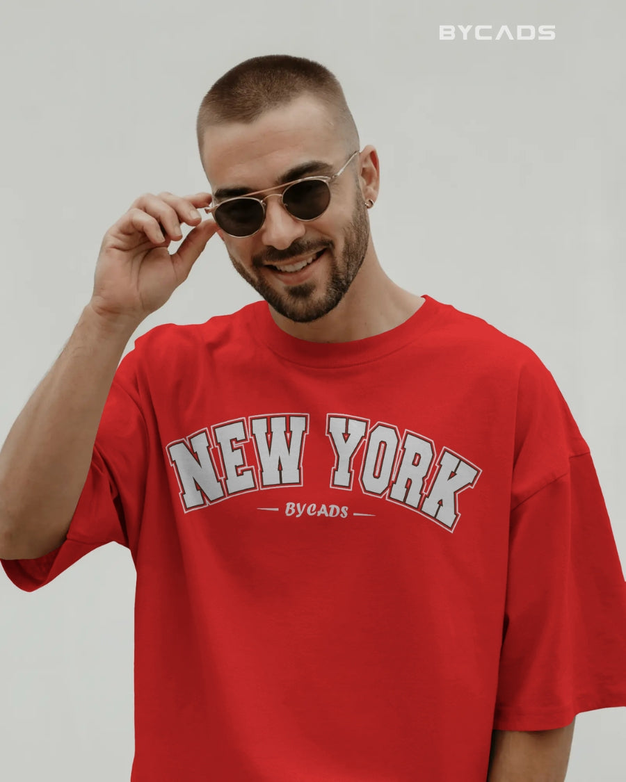 BYCADS New York Oversized T-Shirt for Unisex | Cotton Blend Drop Shoulder Relaxed Fit  | Casual Streetwear Unisex Oversized T-Shirt