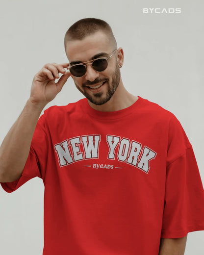 BYCADS New York Oversized T-Shirt for Unisex | Cotton Blend Drop Shoulder Relaxed Fit  | Casual Streetwear Unisex Oversized T-Shirt