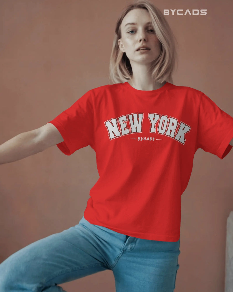 BYCADS New York Oversized T-Shirt for Unisex | Cotton Blend Drop Shoulder Relaxed Fit  | Casual Streetwear Unisex Oversized T-Shirt