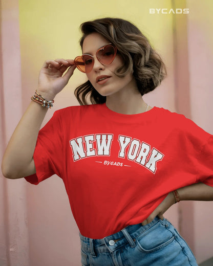 BYCADS New York Oversized T-Shirt for Unisex | Cotton Blend Drop Shoulder Relaxed Fit  | Casual Streetwear Unisex Oversized T-Shirt
