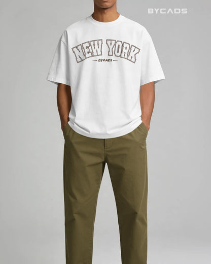BYCADS New York Oversized T-Shirt for Unisex | Cotton Blend Drop Shoulder Relaxed Fit  | Casual Streetwear Unisex Oversized T-Shirt