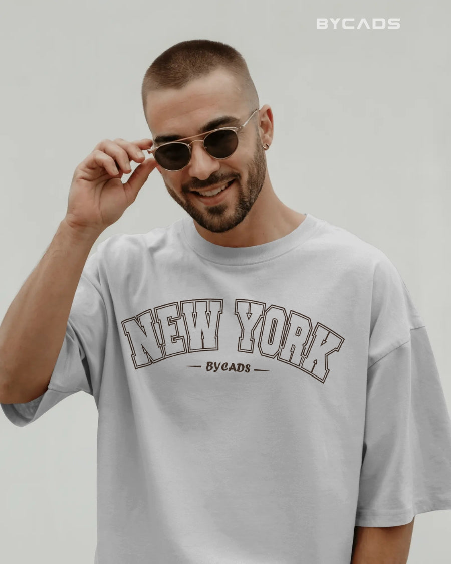 BYCADS New York Oversized T-Shirt for Unisex | Cotton Blend Drop Shoulder Relaxed Fit  | Casual Streetwear Unisex Oversized T-Shirt