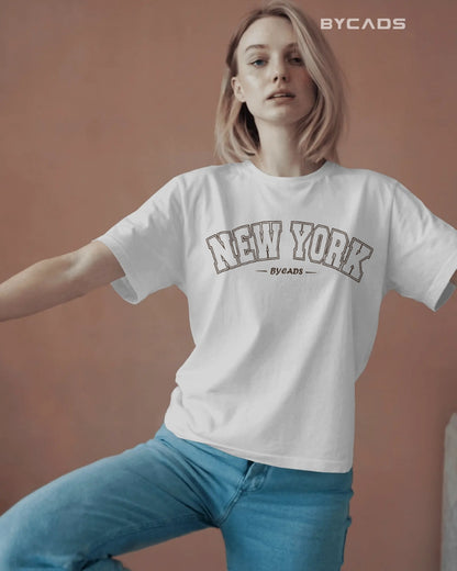 BYCADS New York Oversized T-Shirt for Unisex | Cotton Blend Drop Shoulder Relaxed Fit  | Casual Streetwear Unisex Oversized T-Shirt