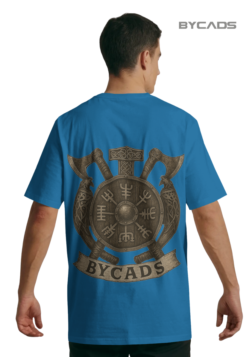 Viking Rune Shield Oversized T-Shirt – Nordic Warrior Series by Bycads