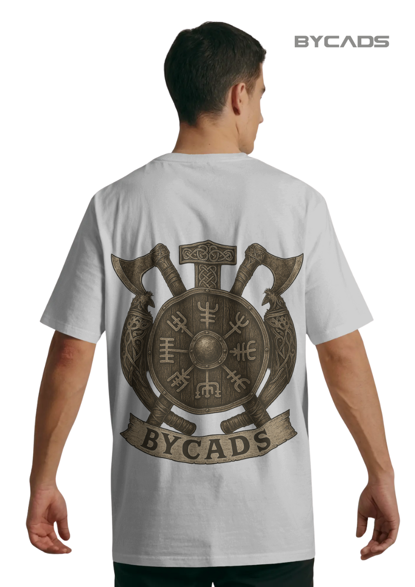 Viking Rune Shield Oversized T-Shirt – Nordic Warrior Series by Bycads