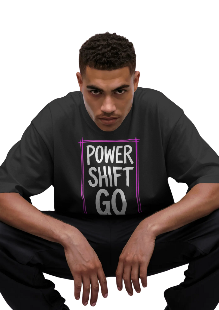 POWER SHIFT GO Graphic Oversized T-Shirt cotton blend - BYCADS