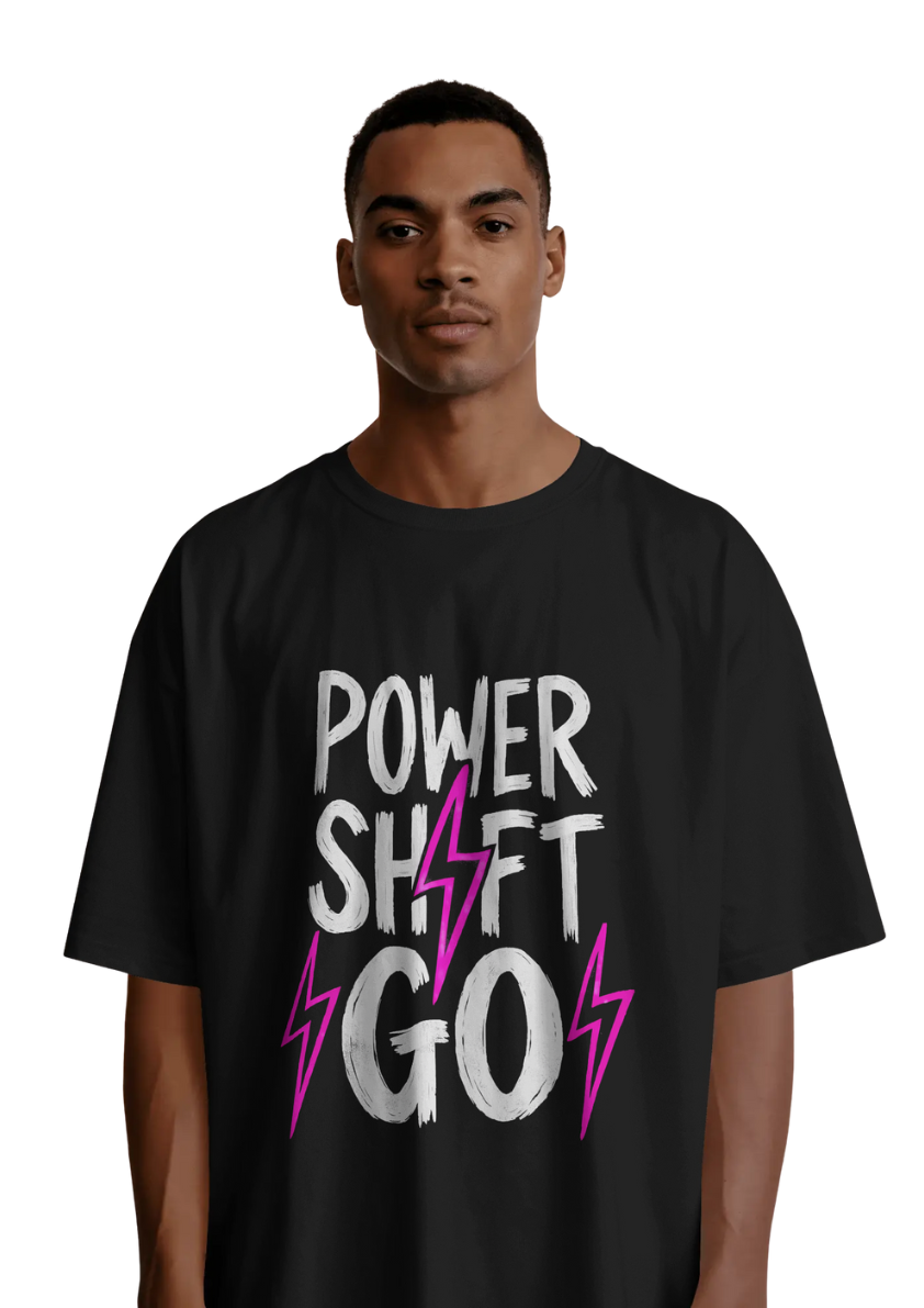 Power Shift Go Graphic Oversized Unisex T-Shirt cotton blend - BYCADS