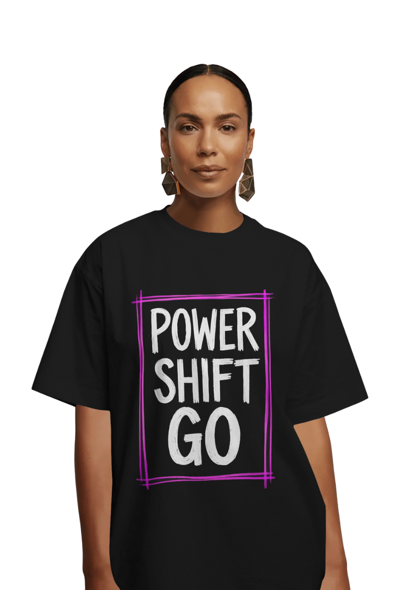 POWER SHIFT GO Graphic Oversized T-Shirt cotton blend - BYCADS