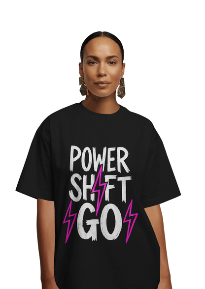 Power Shift Go Graphic Oversized Unisex T-Shirt cotton blend - BYCADS